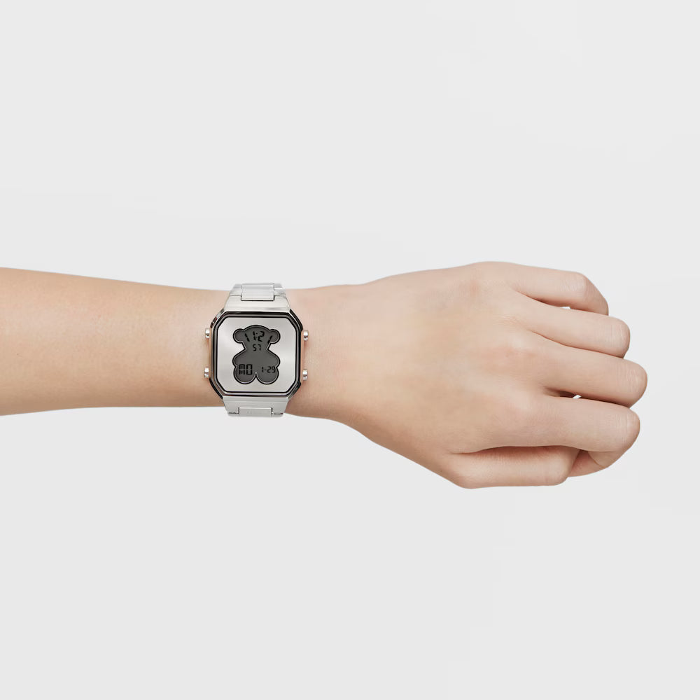 DIGITAL WATCH WITH STAINLESS STEEL D-BEAR BRACELET