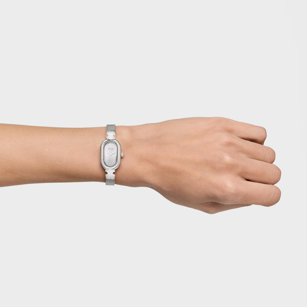 JEWEL ANALOG WATCH WITH OVAL ICON STEEL BRACELET