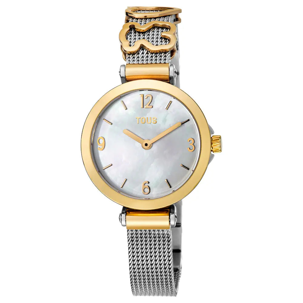 Icon Charms gold IP steel analog watch with mother-of-pearl