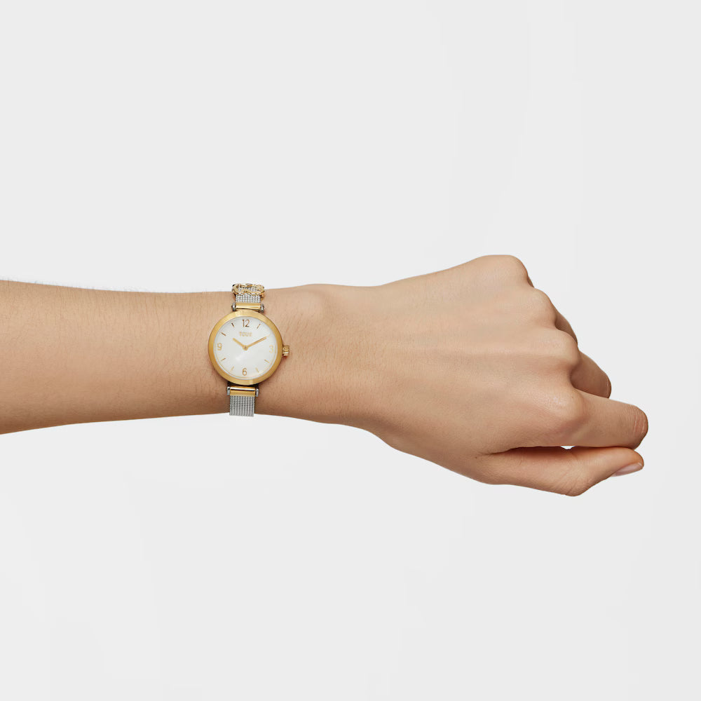 Icon Charms gold IP steel analog watch with mother-of-pearl