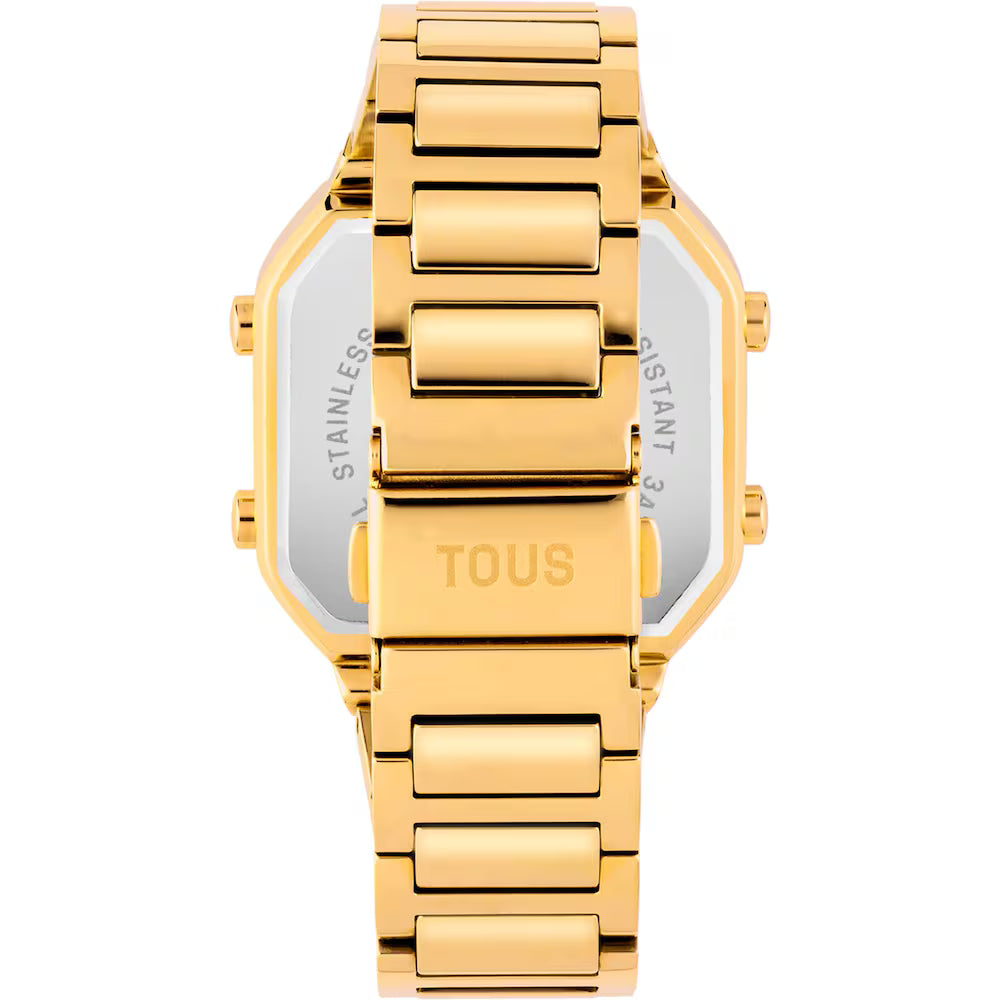 DIGITAL WATCH WITH GOLD IPG STEEL BRACELET AND D-BEAR ZIRCONIAS