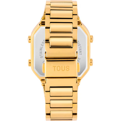 DIGITAL WATCH WITH GOLD IPG STEEL BRACELET AND D-BEAR ZIRCONIAS