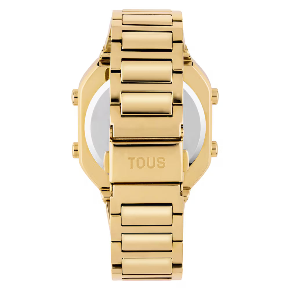 DIGITAL WATCH WITH GOLD IPG-PLATED STEEL BRACELET D-BEAR