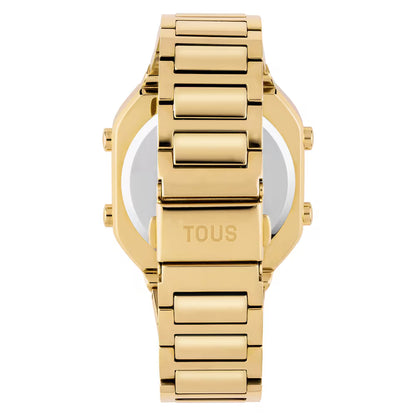 DIGITAL WATCH WITH GOLD IPG-PLATED STEEL BRACELET D-BEAR