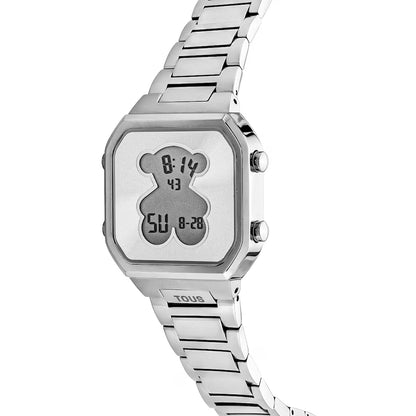 DIGITAL WATCH WITH STAINLESS STEEL D-BEAR BRACELET