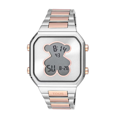 DIGITAL WATCH WITH STAINLESS STEEL BRACELET AND PINK IPRG STEEL D-BEAR