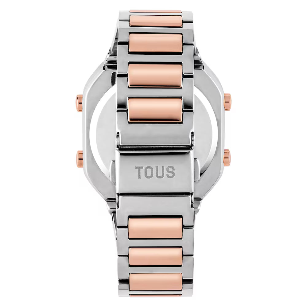 DIGITAL WATCH WITH STAINLESS STEEL BRACELET AND PINK IPRG STEEL D-BEAR