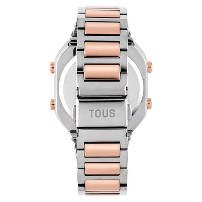 DIGITAL WATCH WITH STAINLESS STEEL BRACELET AND PINK IPRG STEEL D-BEAR
