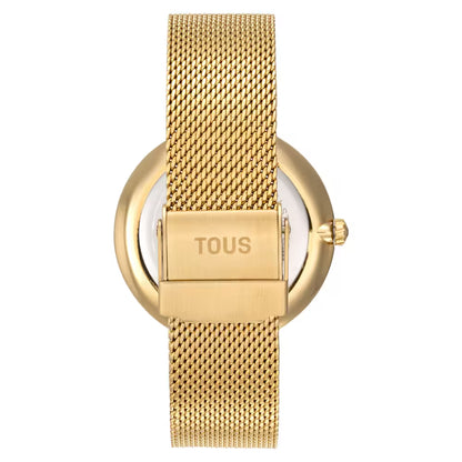 ANALOG WATCH WITH GREEN DIAL AND GOLD S-MESH MIRROR BRACELET
