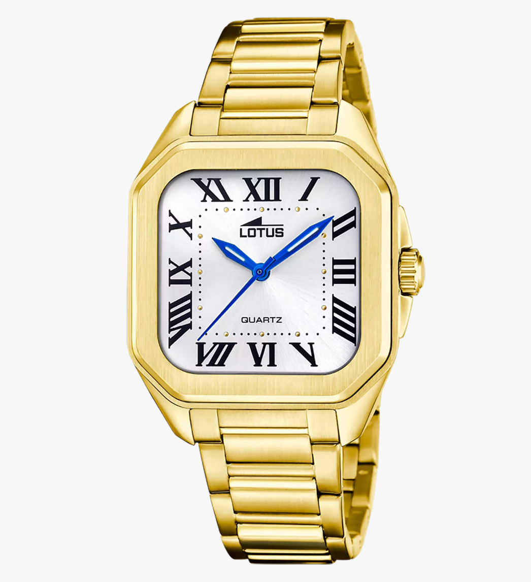 Women's watch Square Series white with 18970/1 plated steel bracelet