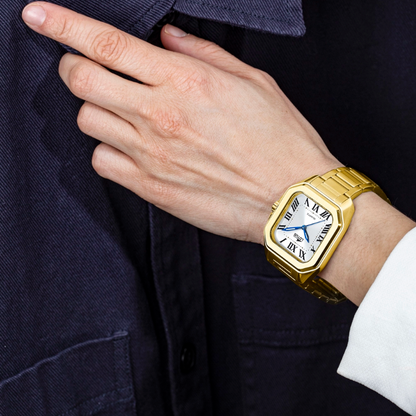 Women's watch Square Series white with 18970/1 plated steel bracelet
