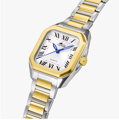 WOMEN'S WATCH SQUARE SERIES WHITE WITH TWO-TONE STEEL BRACELET 18969/1