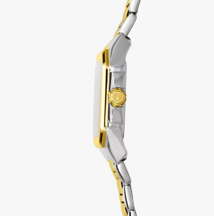 WOMEN'S WATCH SQUARE SERIES WHITE WITH TWO-TONE STEEL BRACELET 18969/1