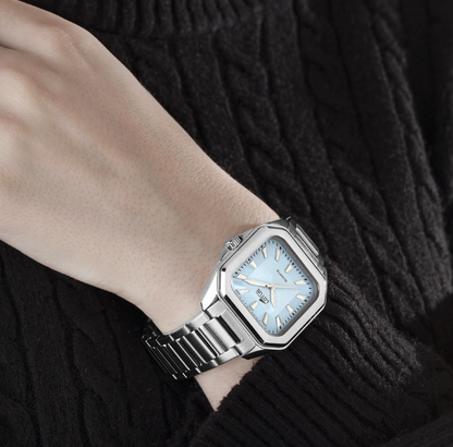 Women's Square Series light blue watch with steel bracelet 18967/4